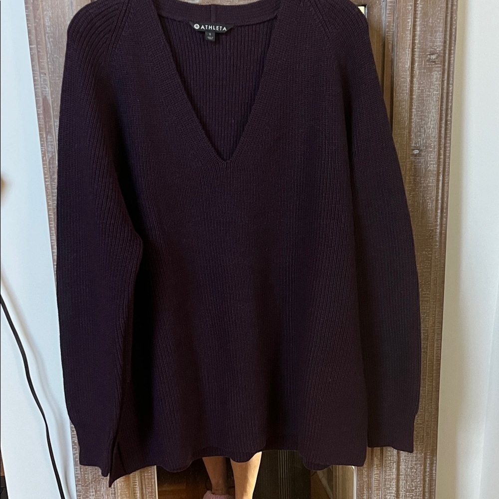 Athleta Burgandy  Knit Sweater L NWT